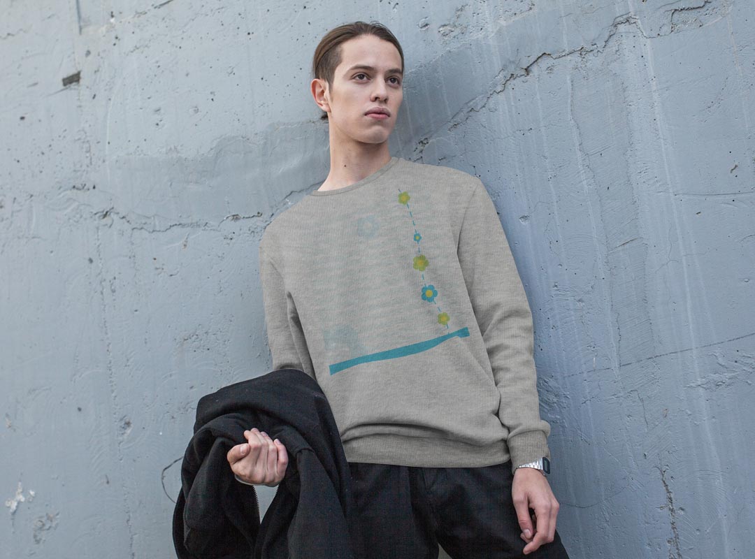 トレーナー メンズ 長袖 ホワイト グレー ブラック デザイン XS S M L XL 2XL sweatshirt　trainer　白　黒　灰色　スウェット 001343 花　模様