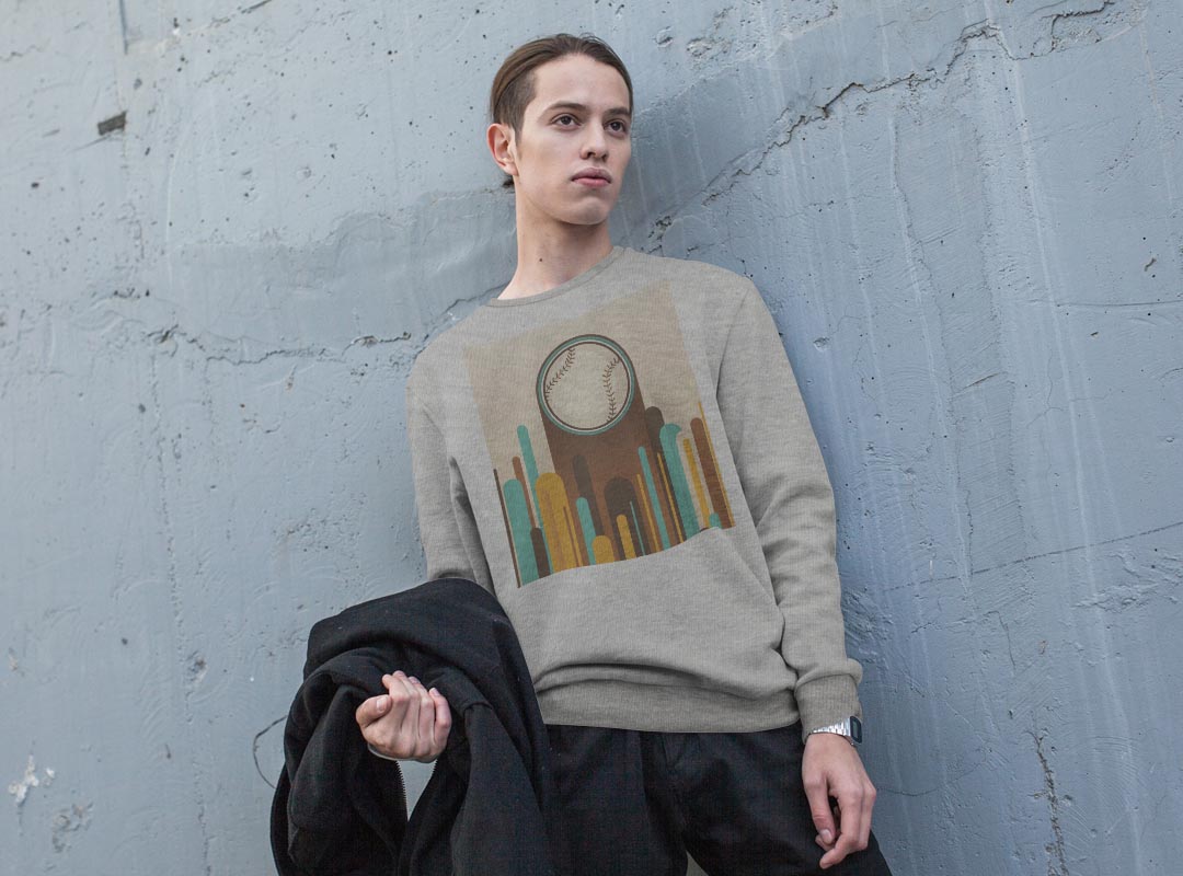 トレーナー メンズ 長袖 ホワイト グレー ブラック デザイン XS S M L XL 2XL sweatshirt　trainer　白　黒　灰色　スウェット 006199 野球　イラスト