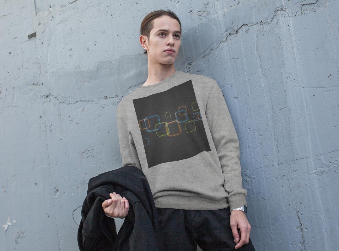 トレーナー メンズ 長袖 ホワイト グレー ブラック デザイン XS S M L XL 2XL sweatshirt　trainer　白　黒　灰色　スウェット 008025 四角　デザイン　黒　ブラック