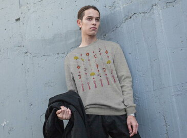 トレーナー メンズ 長袖 ホワイト グレー ブラック デザイン XS S M L XL 2XL sweatshirt trainer 白 黒 灰色 裏起毛 スウェット 012868 ひな祭り 桃の花 節句