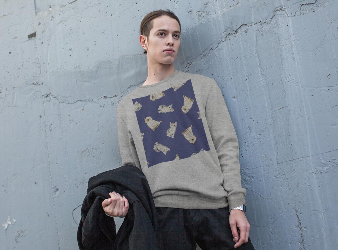 トレーナー メンズ 長袖 ホワイト グレー ブラック デザイン S M L XL 2XL sweatshirt　trainer　白　黒　灰色　スウェット 014618 猫　動物　アニマル