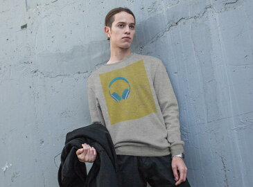 トレーナー メンズ 長袖 ホワイト グレー ブラック デザイン XS S M L XL 2XL sweatshirt trainer 白 黒 灰色 裏起毛 スウェット 014884 ヘッドホン 音楽 黄色 イエロー