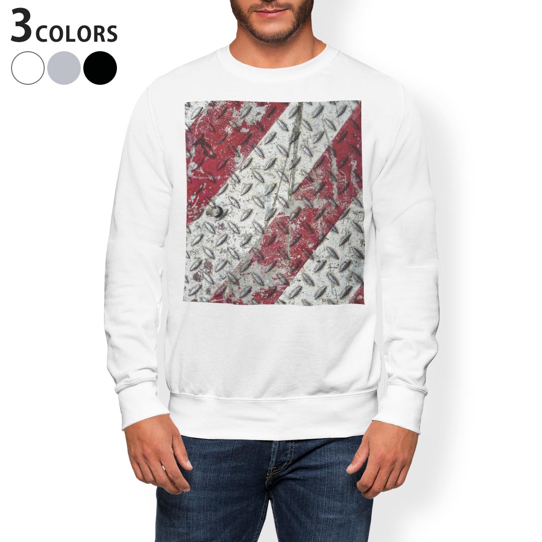 トレーナー メンズ 長袖 ホワイト グレー ブラック デザイン XS S M L XL 2XL sweatshirt　trainer　白　黒　灰色　スウェット 001122 メタル　カーボン