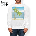 トレーナー メンズ 長袖 ホワイト グレー ブラック デザイン XS S M L XL 2XL sweatshirt trainer 白 黒 灰色 スウェット 001427 海 やしの木 太陽(4)