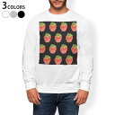 トレーナー メンズ 長袖 ホワイト グレー ブラック デザイン S M L XL 2XL sweatshirt trainer 白 黒 灰色 スウェット 001533 苺 果実