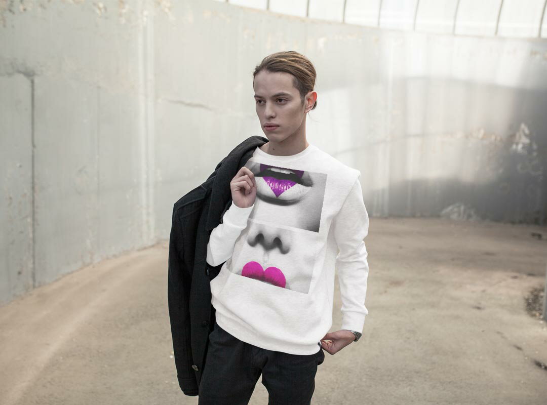 トレーナー メンズ 長袖 ホワイト グレー ブラック デザイン S M L XL 2XL sweatshirt　trainer　白　黒　灰色　スウェット 003606 メイク　写真　レトロ