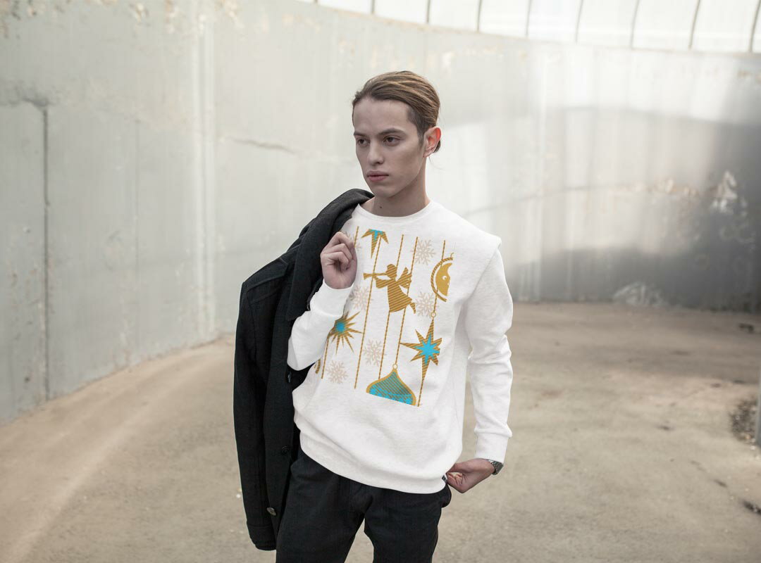 トレーナー メンズ 長袖 ホワイト グレー ブラック デザイン XS S M L XL 2XL sweatshirt　trainer　白　黒　灰色　裏起毛　スウェット 004161 イラスト　キャラクター　雪