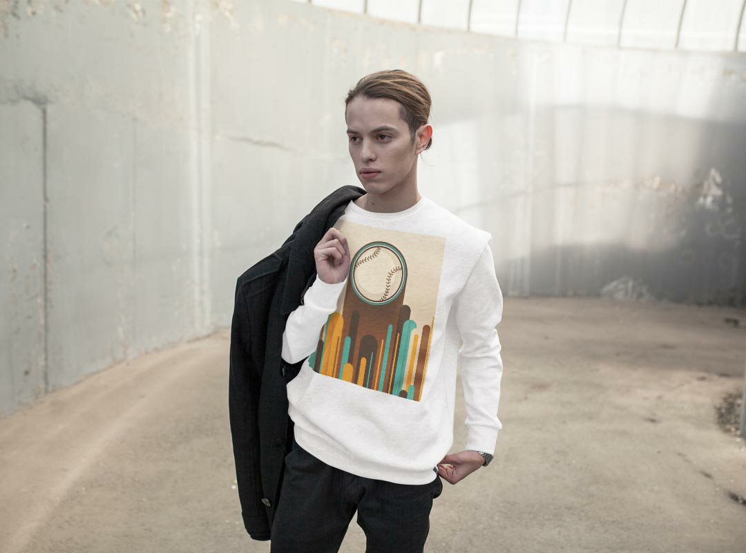 トレーナー メンズ 長袖 ホワイト グレー ブラック デザイン XS S M L XL 2XL sweatshirt　trainer　白　黒　灰色　スウェット 006199 野球　イラスト