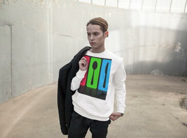 トレーナー メンズ 長袖 ホワイト グレー ブラック デザイン XS S M L XL 2XL sweatshirt　trainer　白　黒　灰色　裏起毛　スウェット 006347 食器　フォーク　赤　緑