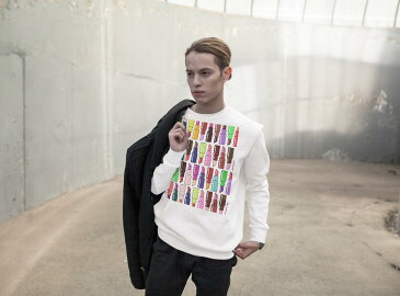 トレーナー メンズ 長袖 ホワイト グレー ブラック デザイン XS S M L XL 2XL sweatshirt　trainer　白　黒　灰色　裏起毛　スウェット 007320 口紅　カラフル　模様　イラスト