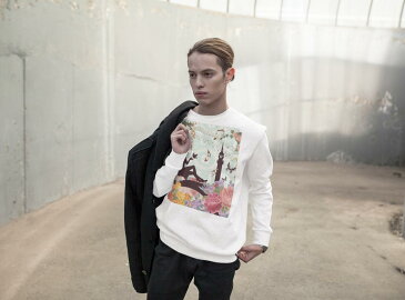 トレーナー メンズ 長袖 ホワイト グレー ブラック デザイン XS S M L XL 2XL sweatshirt　trainer　白　黒　灰色　裏起毛　スウェット 009102 童話モチーフ　イラスト