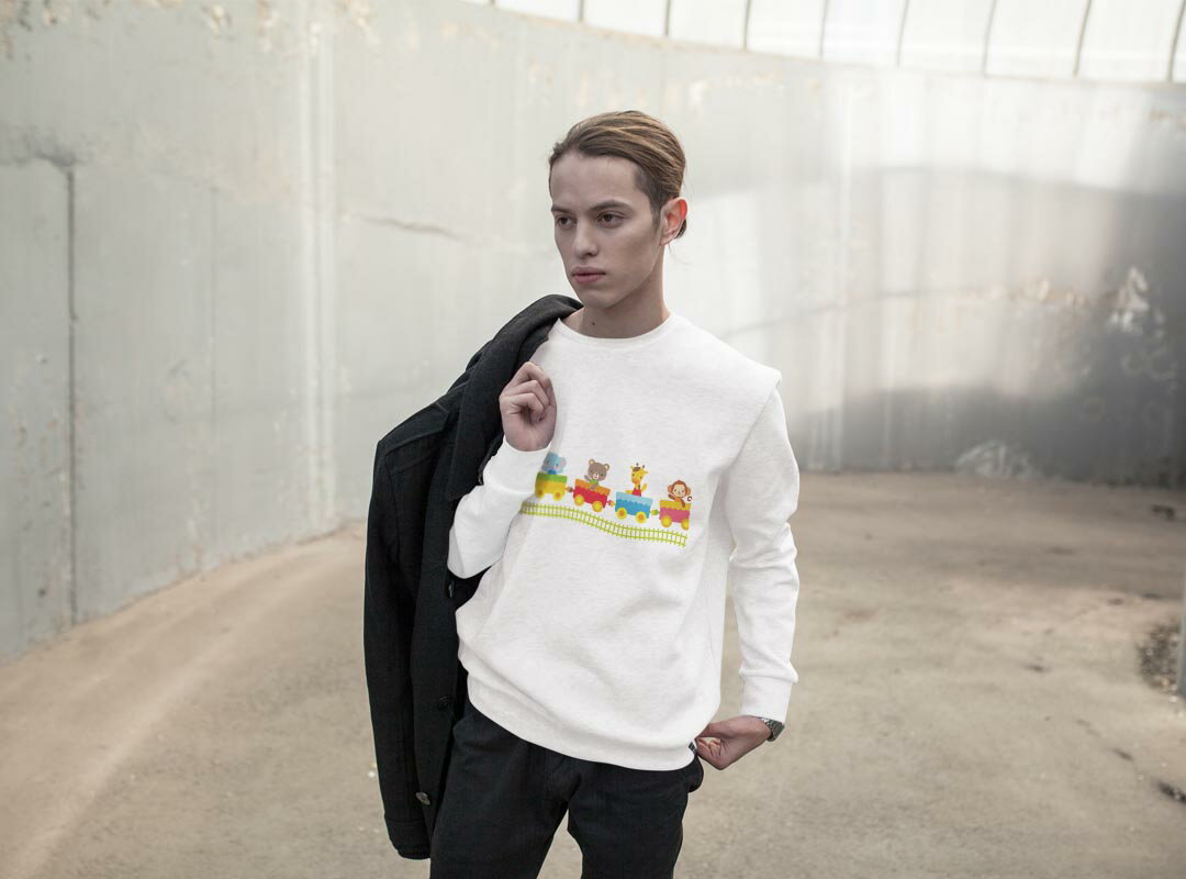 トレーナー メンズ 長袖 ホワイト グレー ブラック デザイン XS S M L XL 2XL sweatshirt　trainer　白　黒　灰色　スウェット 009552 乗り物　動物　キャラクター