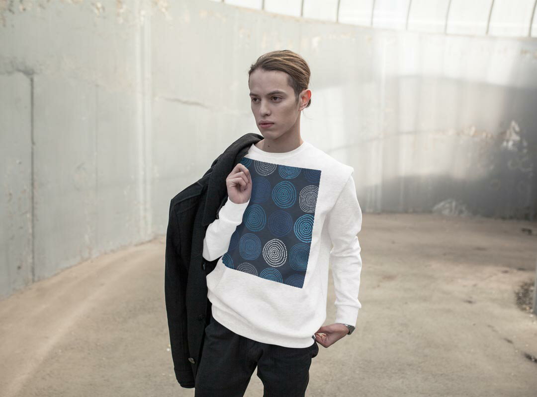 トレーナー メンズ 長袖 ホワイト グレー ブラック デザイン XS S M L XL 2XL sweatshirt　trainer　白　黒　灰色　スウェット 010449 模様　青　白