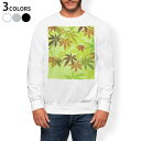 トレーナー メンズ 長袖 ホワイト グレー ブラック デザイン S M L XL 2XL sweatshirt trainer 白 黒 灰色 スウェット 002477 紅葉 イラスト 緑
