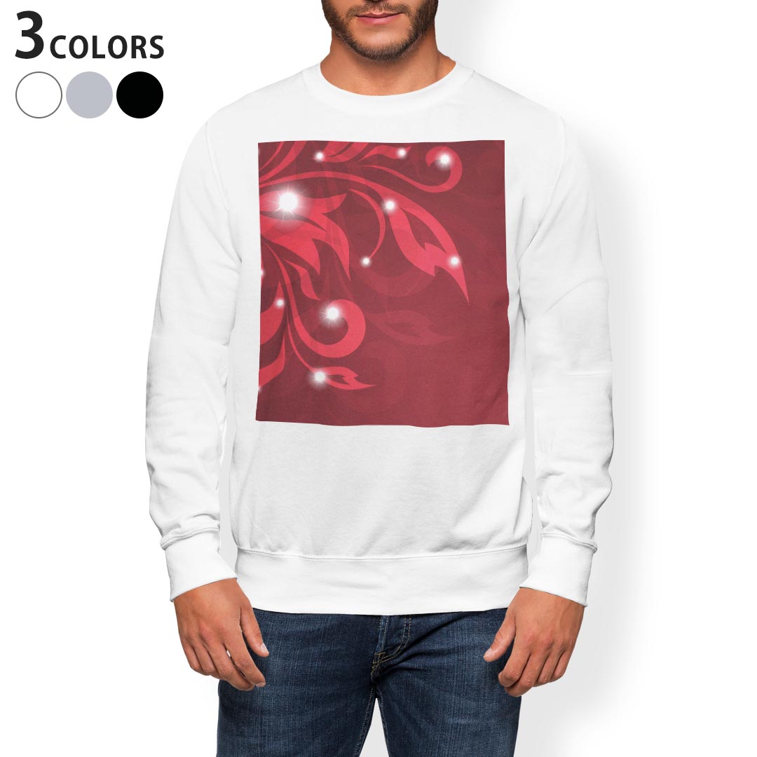 トレーナー メンズ 長袖 ホワイト グレー ブラック デザイン S M L XL 2XL sweatshirt trainer 白 黒 灰色 スウェット 002692 花 赤 シンプル
