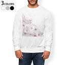 トレーナー メンズ 長袖 ホワイト グレー ブラック デザイン XS S M L XL 2XL sweatshirt trainer 白 黒 灰色 スウェット 002860 桜 花 写真