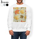 トレーナー メンズ 長袖 ホワイト グレー ブラック デザイン S M L XL 2XL sweatshirt trainer 白 黒 灰色 スウェット 003724 紅葉 秋 イラスト