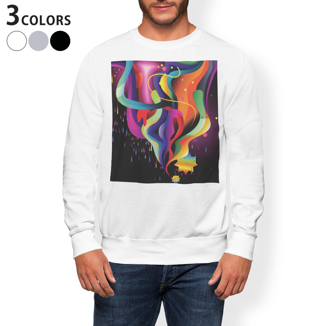 トレーナー メンズ 長袖 ホワイト グレー ブラック デザイン XS S M L XL 2XL sweatshirt trainer 白 黒 灰色 スウェット 004491 シンプル カラフル レインボー