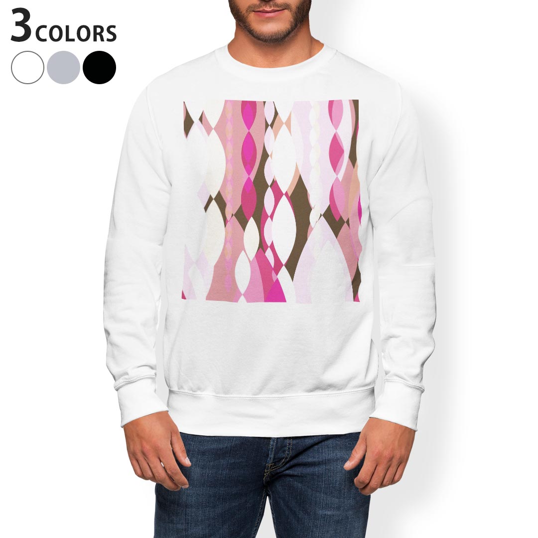 トレーナー メンズ 長袖 ホワイト グレー ブラック デザイン XS S M L XL 2XL sweatshirt trainer 白 黒 灰色 スウェット 004843 ピンク 模様