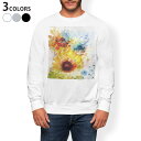 トレーナー メンズ 長袖 ホワイト グレー ブラック デザイン S M L XL 2XL sweatshirt trainer 白 黒 灰色 スウェット 005339 花 フラワー 色彩