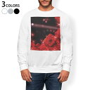 トレーナー メンズ 長袖 ホワイト グレー ブラック デザイン XS S M L XL 2XL sweatshirt trainer 白 黒 灰色 スウェット 005581 花 フラワー 赤(4)