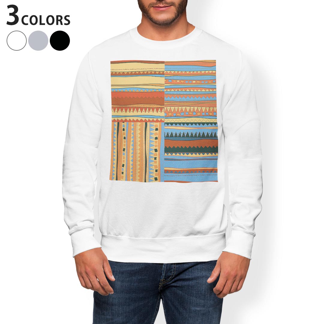 トレーナー メンズ 長袖 ホワイト グレー ブラック デザイン S M L XL 2XL sweatshirt　trainer　白　黒　灰色　スウェット 006042 イエロー　オレンジ　模様