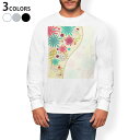 トレーナー メンズ 長袖 ホワイト グレー ブラック デザイン XS S M L XL 2XL sweatshirt trainer 白 黒 灰色 スウェット 006279 花 フラワー(4)
