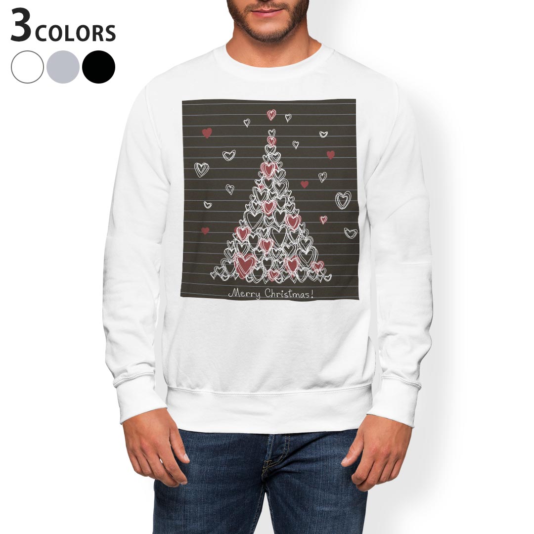 トレーナー メンズ 長袖 ホワイト グレー ブラック デザイン XS S M L XL 2XL sweatshirt　trainer　白　黒　灰色　スウェット 008000 ハート　黒　ブラック　ツリー