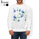 トレーナー メンズ 長袖 ホワイト グレー ブラック デザイン S M L XL 2XL sweatshirt trainer 白 黒 灰色 スウェット 008096 花 フラワー 水彩 青 ブルー