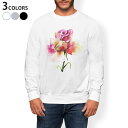 トレーナー メンズ 長袖 ホワイト グレー ブラック デザイン S M L XL 2XL sweatshirt trainer 白 黒 灰色 スウェット 008097 花 フラワー 水彩 赤 ピンク