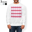 トレーナー メンズ 長袖 ホワイト グレー ブラック デザイン XS S M L XL 2XL sweatshirt trainer 白 黒 灰色 スウェット 008115 チェック ピンク アーガイル(4)