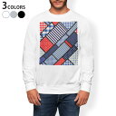 トレーナー メンズ 長袖 ホワイト グレー ブラック デザイン S M L XL 2XL sweatshirt trainer 白 黒 灰色 スウェット 008528 青 ブルー チェック 水玉 模様