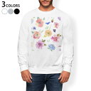 トレーナー メンズ 長袖 ホワイト グレー ブラック デザイン S M L XL 2XL sweatshirt trainer 白 黒 灰色 スウェット 008752 花 フラワー 水彩 カラフル