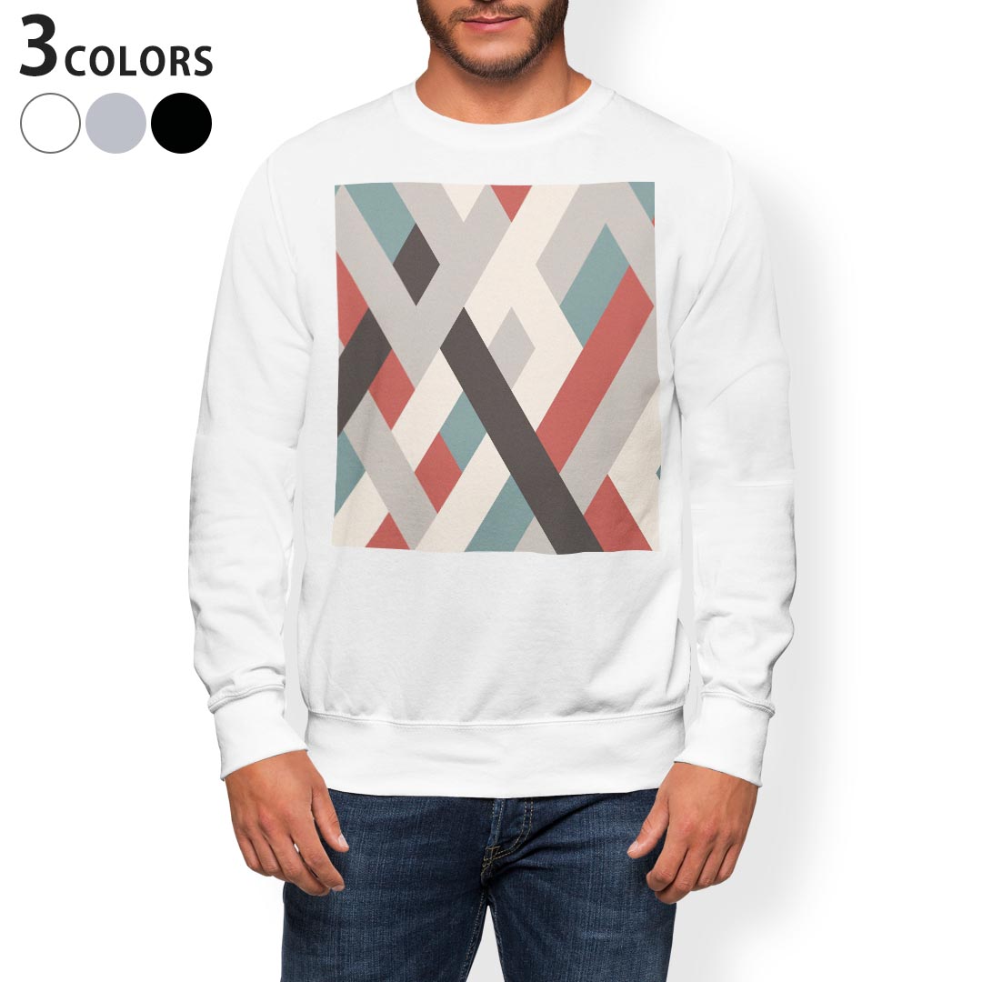 トレーナー メンズ 長袖 ホワイト グレー ブラック デザイン XS S M L XL 2XL sweatshirt　trainer　白　黒　灰色　スウェット 008791 模様　シック　カラフル
