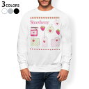 トレーナー メンズ 長袖 ホワイト グレー ブラック デザイン S M L XL 2XL sweatshirt trainer 白 黒 灰色 スウェット 009141 ピンク 苺 水玉 ドット