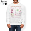 トレーナー メンズ 長袖 ホワイト グレー ブラック デザイン XS S M L XL 2XL sweatshirt trainer 白 黒 灰色 スウェット 009142 ピンク さくらんぼ 水玉 ドット