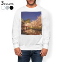 トレーナー メンズ 長袖 ホワイト グレー ブラック デザイン XS S M L XL 2XL sweatshirt trainer 白 黒 灰色 スウェット 009515 フラワー 桜 写真