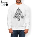 トレーナー メンズ 長袖 ホワイト グレー ブラック デザイン S M L XL 2XL sweatshirt trainer 白 黒 灰色 スウェット 009769 クリスマス ツリー フラワー