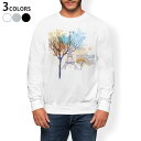 トレーナー メンズ 長袖 ホワイト グレー ブラック デザイン S M L XL 2XL sweatshirt trainer 白 黒 灰色 スウェット 010002 外国 風景 水彩
