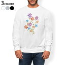 トレーナー メンズ 長袖 ホワイト グレー ブラック デザイン S M L XL 2XL sweatshirt trainer 白 黒 灰色 スウェット 010003 フラワー 水彩 英語