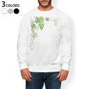 トレーナー メンズ 長袖 ホワイト グレー ブラック デザイン S M L XL 2XL sweatshirt trainer 白 黒 灰色 スウェット 010077 植物 ぶどう 緑