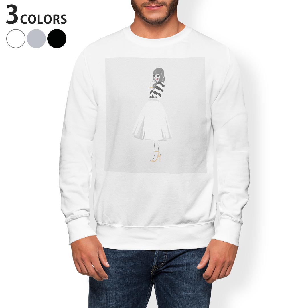 トレーナー メンズ 長袖 ホワイト グレー ブラック デザイン XS S M L XL 2XL sweatshirt trainer 白 黒 灰色 スウェット 010902 ファッション サングラス スカート