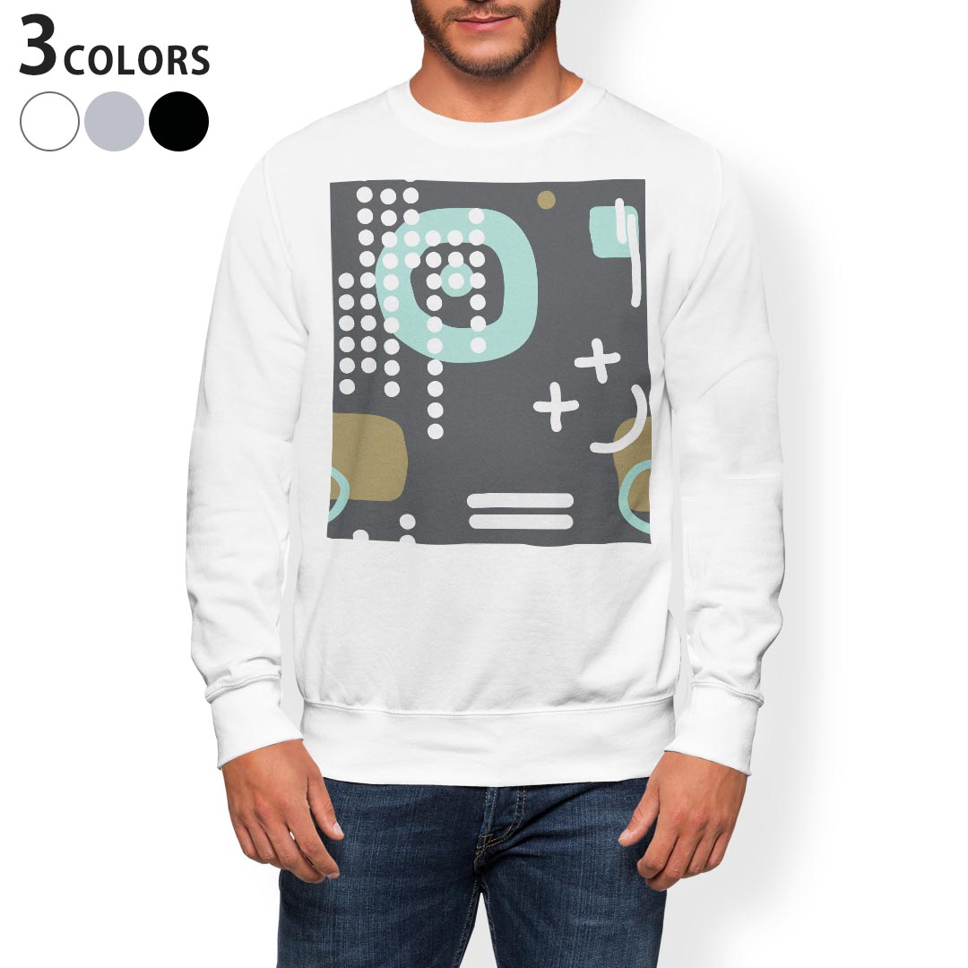 トレーナー メンズ 長袖 ホワイト グレー ブラック デザイン XS S M L XL 2XL sweatshirt　trainer　白　黒　灰色　スウェット 011032 プラス　グレー　青