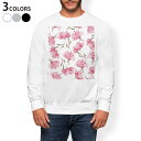 トレーナー メンズ 長袖 ホワイト グレー ブラック デザイン S M L XL 2XL sweatshirt trainer 白 黒 灰色 スウェット 011058 花 水彩 ピンク