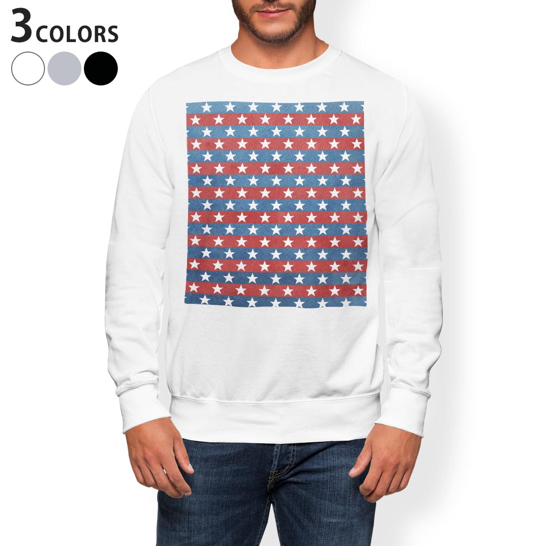 トレーナー メンズ 長袖 ホワイト グレー ブラック デザイン XS S M L XL 2XL sweatshirt trainer 白 黒 灰色 スウェット 012374 ボーダー 星 赤