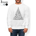 トレーナー メンズ 長袖 ホワイト グレー ブラック デザイン S M L XL 2XL sweatshirt trainer 白 黒 灰色 スウェット 013770 クリスマス ツリー モノクロ