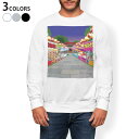 トレーナー メンズ 長袖 ホワイト グレー ブラック デザイン S M L XL 2XL sweatshirt trainer 白 黒 灰色 スウェット 014868 お祭り 風景 テキ屋 屋台