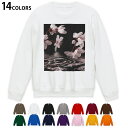 選べる14カラートレーナー メンズ 長袖 ホワイト グレー ブラック デザイン S M L XL 2XL sweatshirt trainer 白 黒 灰色 スウェット 000009 桜 水面 黒
