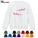 選べる14カラートレーナー メンズ 長袖 ホワイト グレー ブラック デザイン S M L XL 2XL sweatshirt trainer 白 黒 灰色 裏起毛 スウェット 032123 花 桜 フラワー