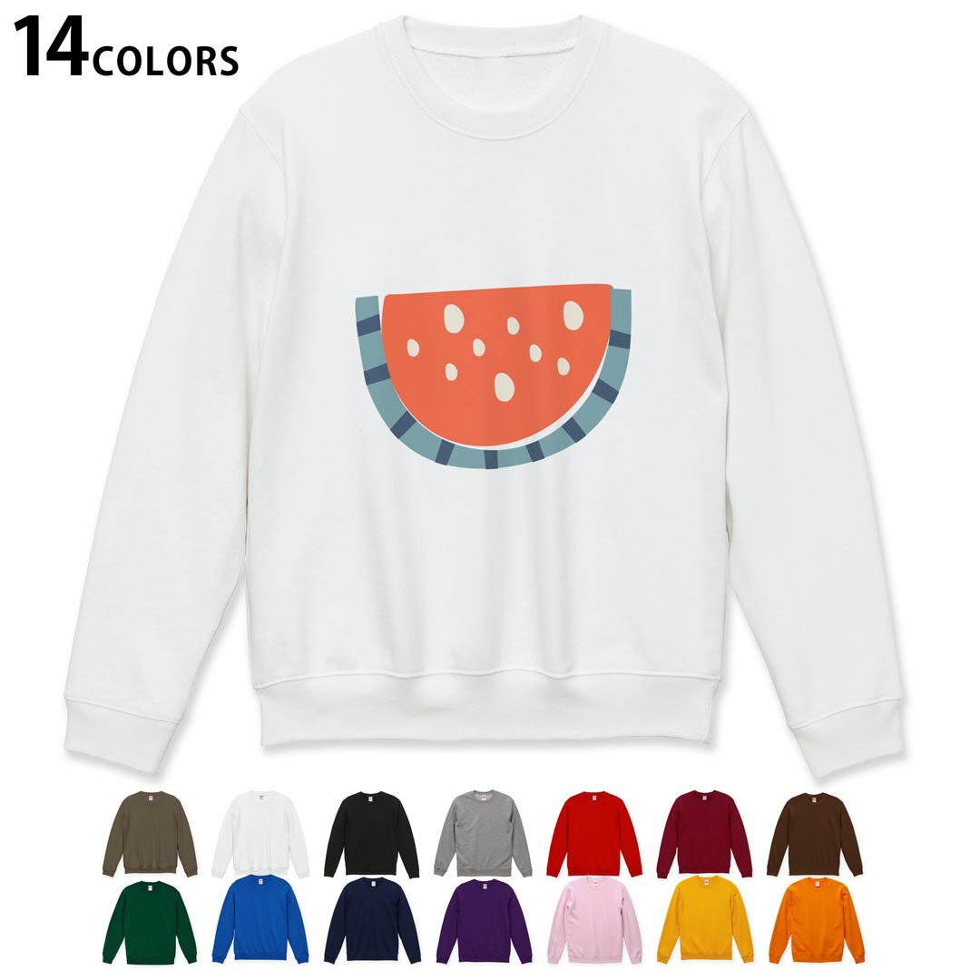 選べる14カラートレーナー メンズ 長袖 ホワイト グレー ブラック デザイン S M L XL 2XL sweatshirt　trainer　白　黒　灰色　裏起毛　スウェット 032211 スイカ